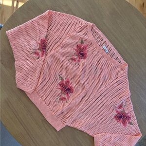 Pilcro Peach Floral Knit Poncho